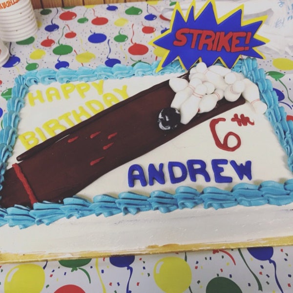 Bowling Cake Toppers - Fondant Bowling Theme Cake Topper Kit- Handmade ...