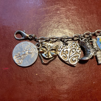 Charm Bracelet Vintage Masque De Théâtre En Argent Sterling 925 - 1,0g - 1,5cm - Occasion Bon état