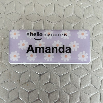 Resin Finish Hello My Name is Name Badge and Id Reel Personalised ...