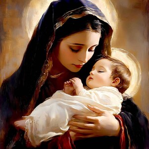 Buy Mary and Baby Jesus Catholic Art Print, Madonna and Child