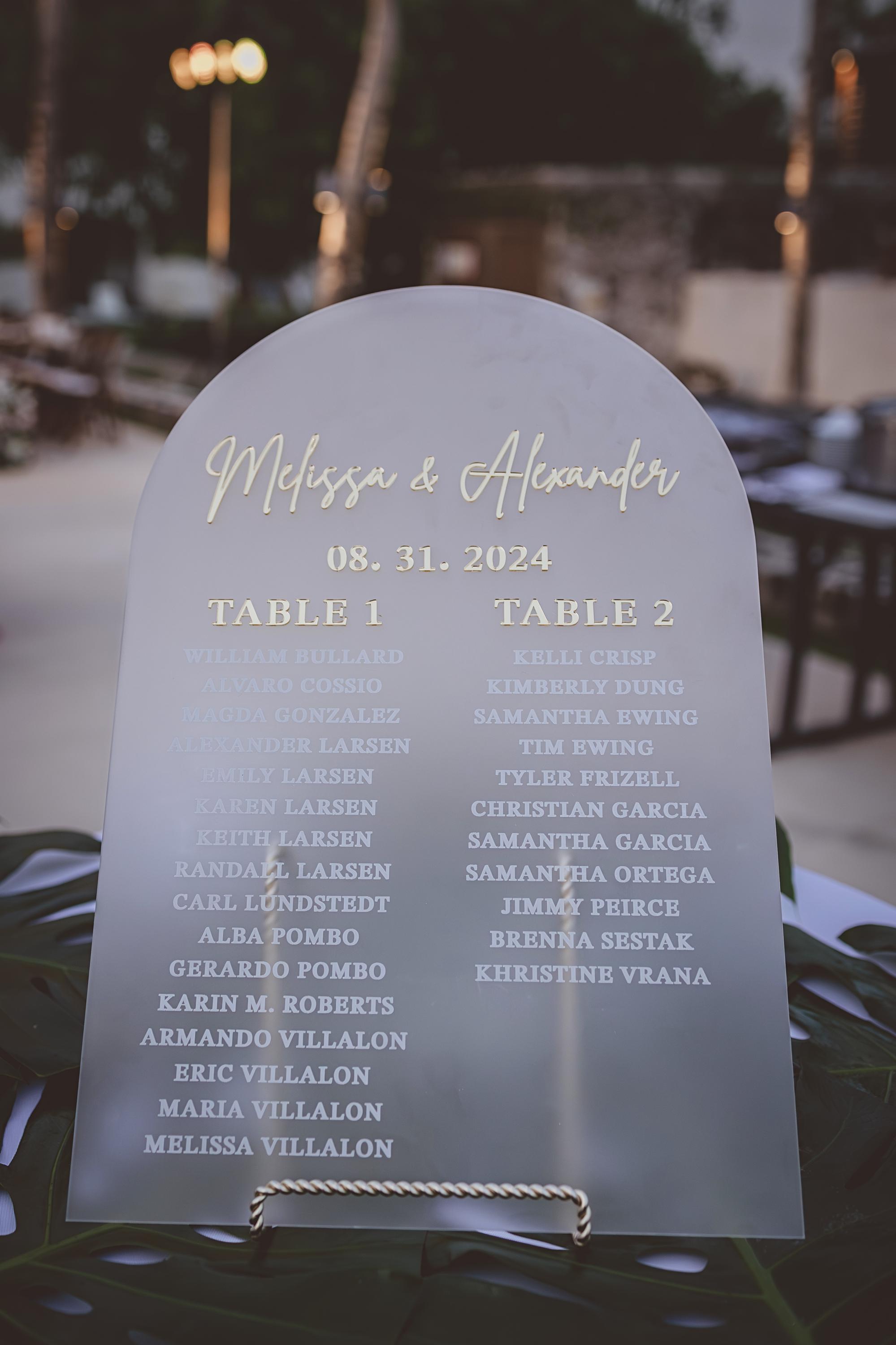 Sitzplan für die Hochzeit – Acryl-Sitzplan – Tisch-Sitzplan – Alphabetischer Sitzplan – Sitzplanschild