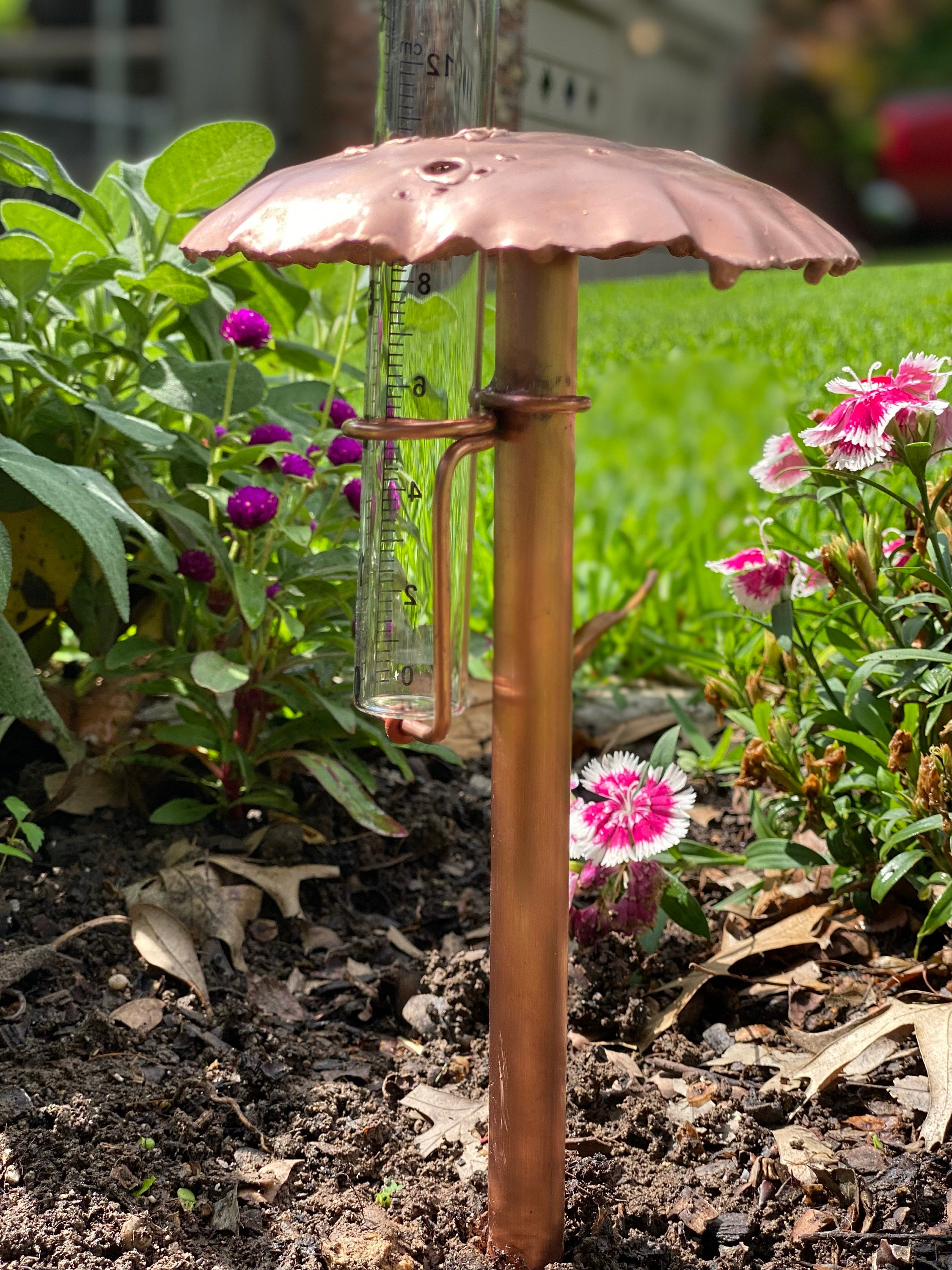 Copper Mushroom Rain Gauge