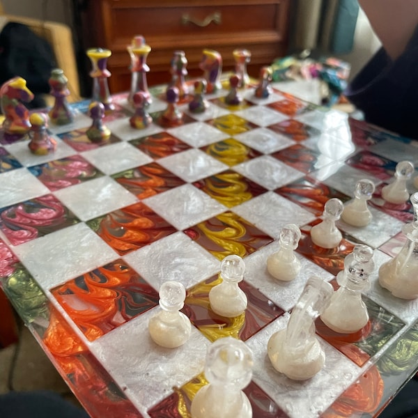 Custom Resin Rainbow Chess Set - Etsy