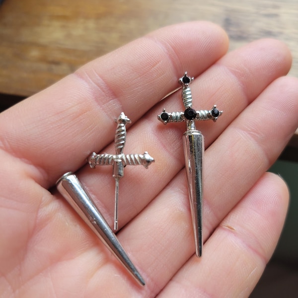 Silver Toned Triangular Stud Earring For Men