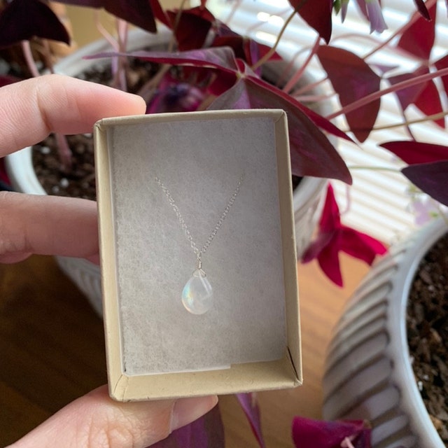TANI by MINETANI ♥ Rainbow Ceramic Necklace/追跡付 Rainbow Moonstone Necklace, Smooth Rainbow Moonstone