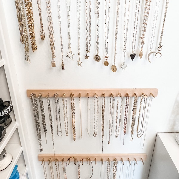Modern Minimalist Wall Jewelry Rack, Wall Jewelry Hanger, Light Wood ...