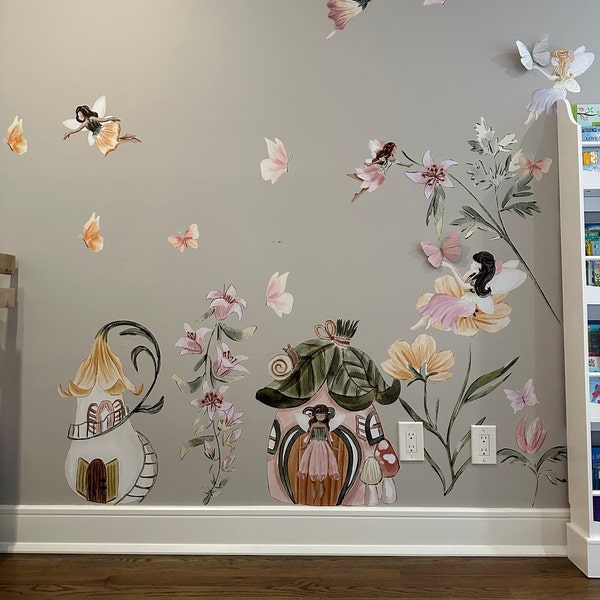 Fairy Wall Decal, Watercolor Fairies Wall Decal, Nursery Fairytale ...