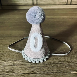 White Linen/Light Blue Satin Number Birthday Hat