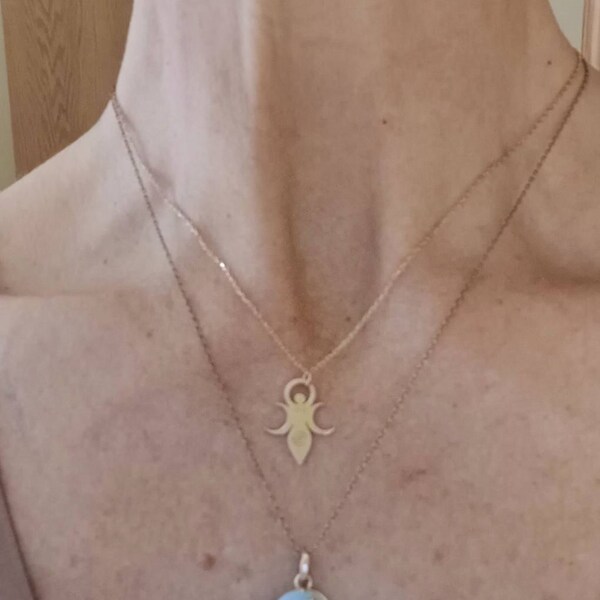 Sterling Silver Triple Moon Goddess Urn Necklace for Ashes Pagan Wiccan Jewelry