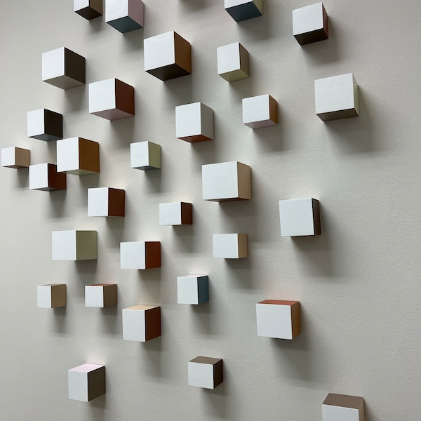Wood Wall Decor. Cube Art. Modern and Geometric Design. 3D Wall Art ...