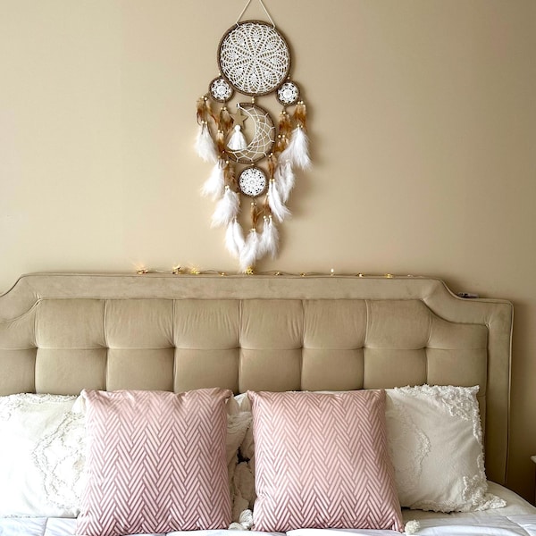 Dreamcatcher Moon and Stars Hanging Over the Bed, Large Dream Catcher ...