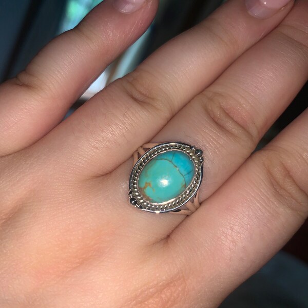 Turquoise Ring ~ Sterling Silver 925 ~ Handmade ~ Statement ~ Hippie ...