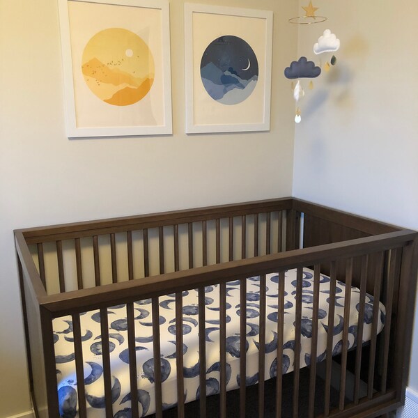 Sun Moon and Stars Nursery Wall Art Set of 2 Prints, Nursery Decor ...
