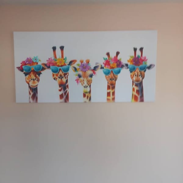 Funky Giraffes Wall Art Canvas Print Picture Home Decor Animals ...