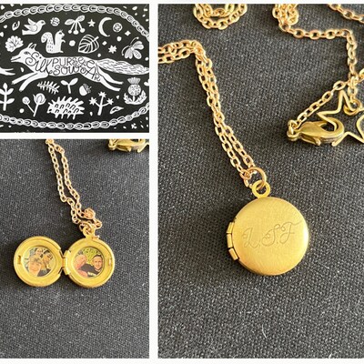 Gold Locket With Photos Tiny Locket Necklace Personalised - Etsy