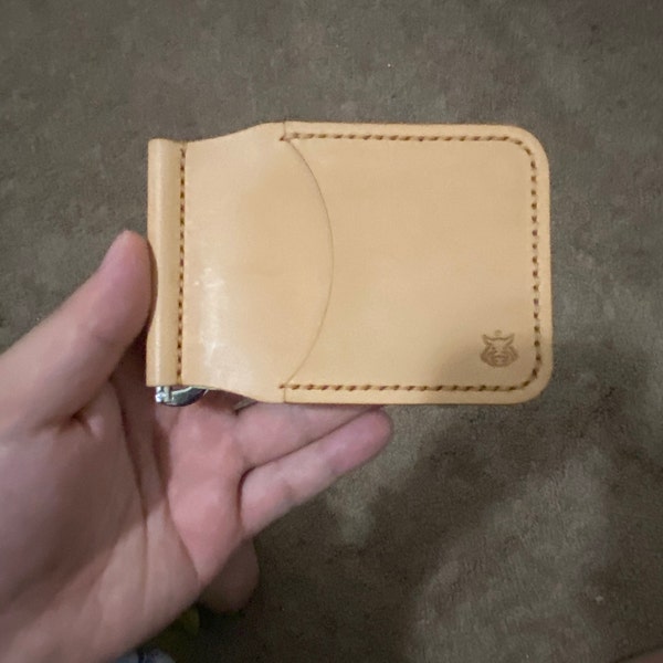 Leather Card Holder Money Clip Minimalist Wallet 