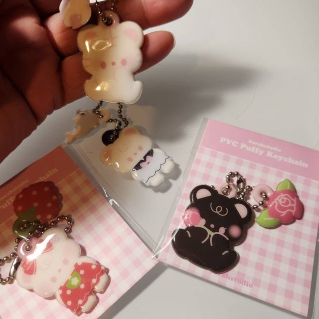 Snowy the Tiger Puffy Key Chain, White Tiger Squishy Key