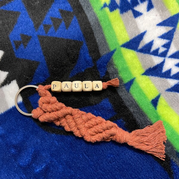 Personalized Macrame Keychain Macrame Keychain Customized Keychain