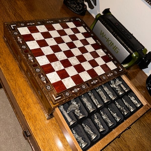16.5 Luxury Chess Set, Personalized Wooden Chess Board With Storage ...