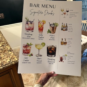 Bar menu sign photo from Rebecca