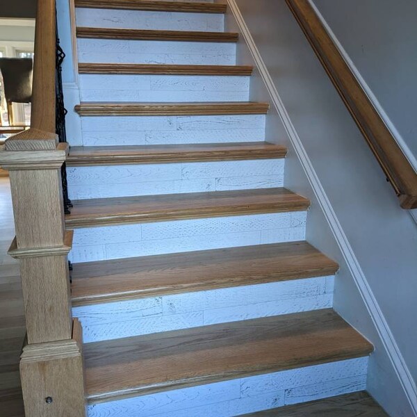 Whitewash Shiplap Stair Riser Decal Set Peel and Stick Removable ...