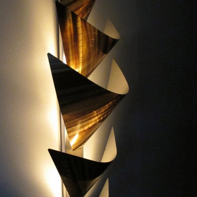 Metal Wall Art Lighted Wall Art Metal Wall Sculpture Modern Wall Art Geometric Wall Art Abstract ...