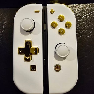 White & Gold JOY-CON Mod Custom Controllers Nintendo Switch