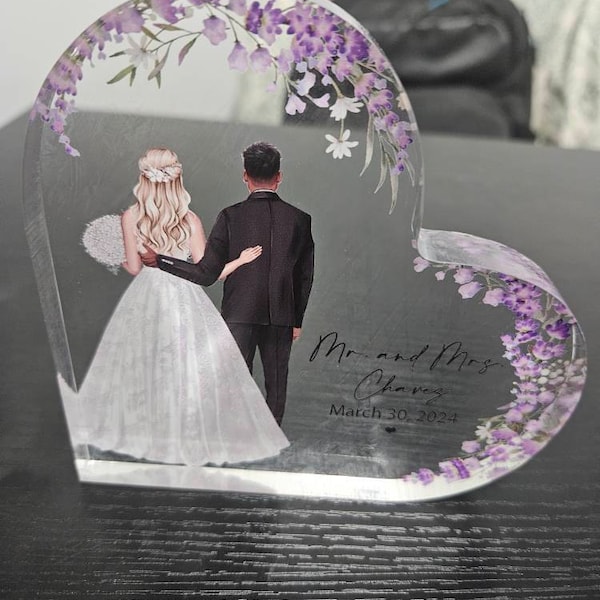 Personalized Heart Acrylic Photo Panel with Light Base - Valentine's Day Gift For Him/Her - Tonight or Not Tonight