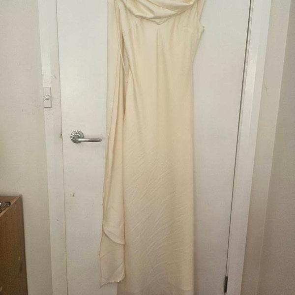 Women's Wedding Guest Backless Cowl Neck Maxi Dress