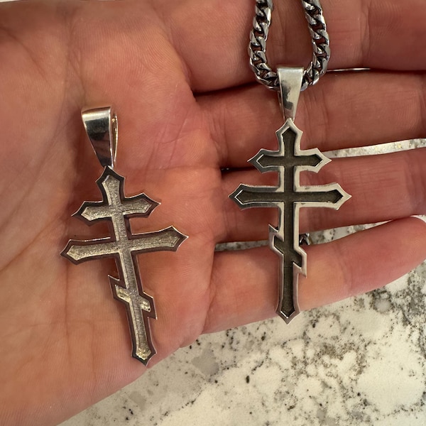 Gothic Orthodox Cross 2.5” Pendant Solid Sterling Silver 925 - Etsy
