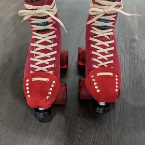 red suede roller skates