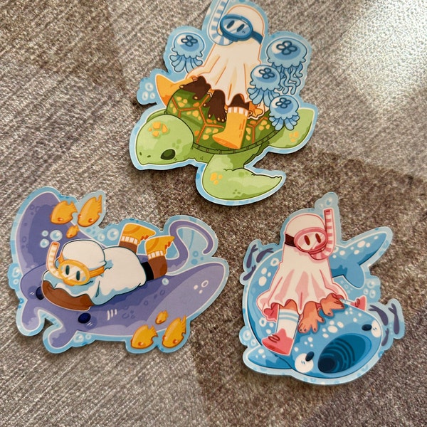 Cute Scuba Diving Ghost Waterproof Stickers! V10 - Etsy