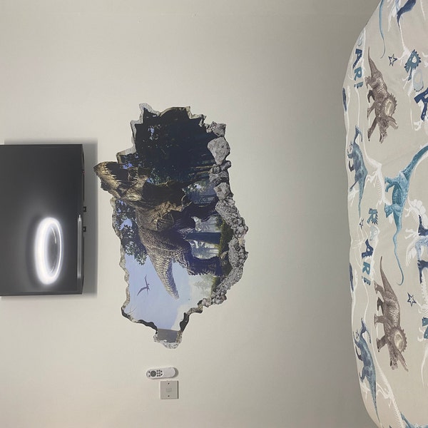 Dinosaur Wall Decal - T-rex 3D Smashed Wall Art Sticker Kids Room Decor ...