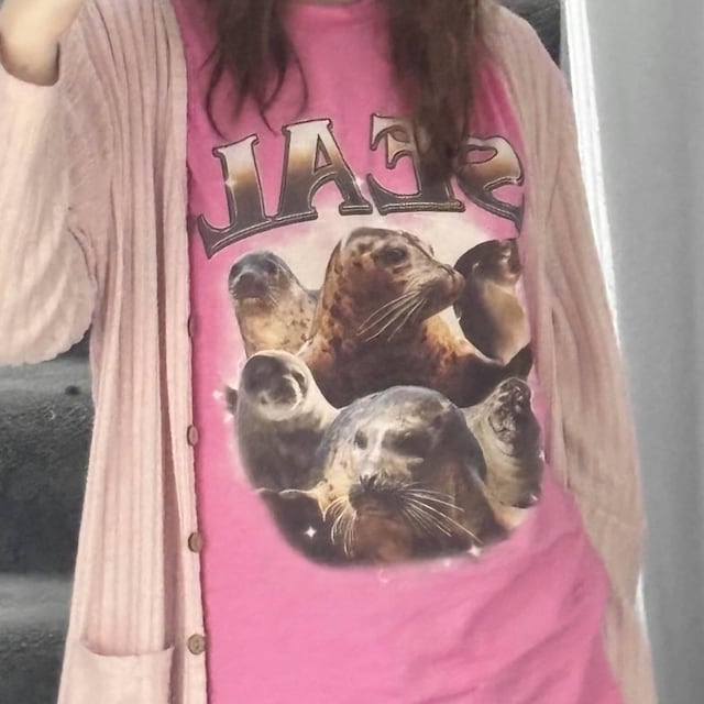 Close-up of design print detail on t-shirt