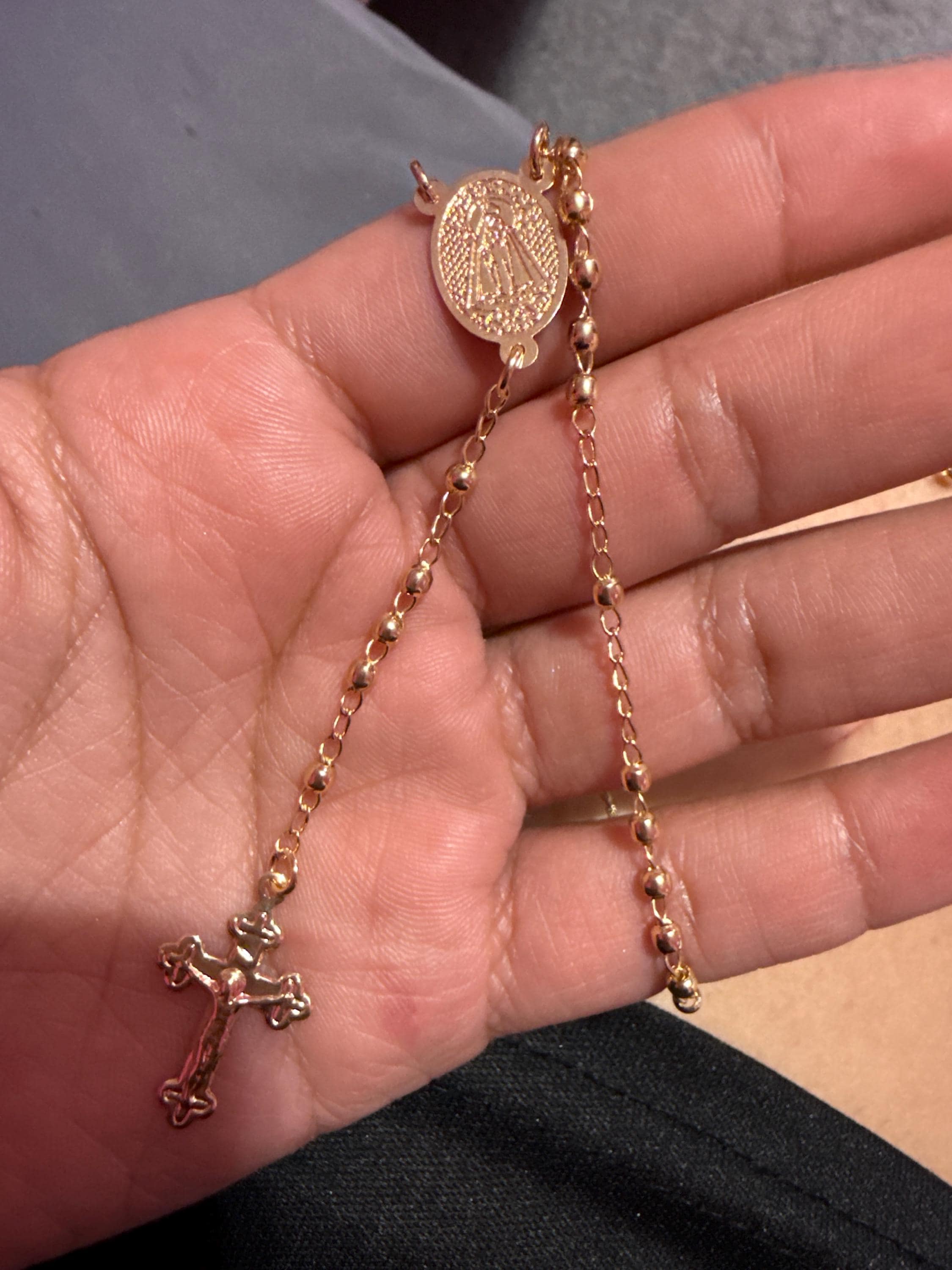 18k Gold Filled Rosary Necklace, Gold Cross Necklace for Layering, Custom Rosary Jewelry, Personalized Religious Gift, Dainty Necklace