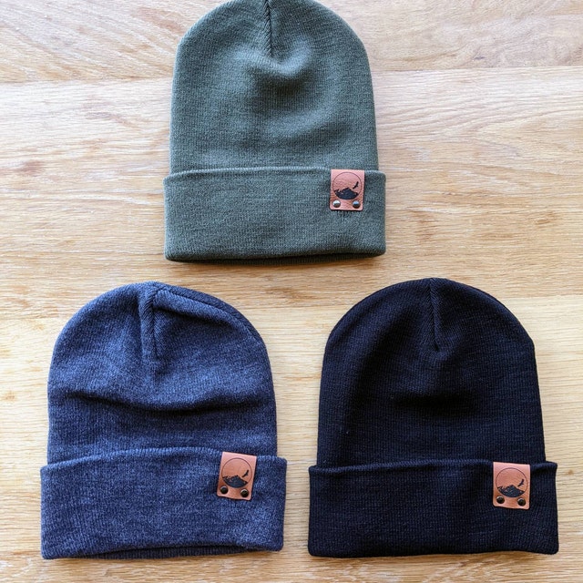 6 Custom Leather Patch Beanies, Richardson Beanie, Logo