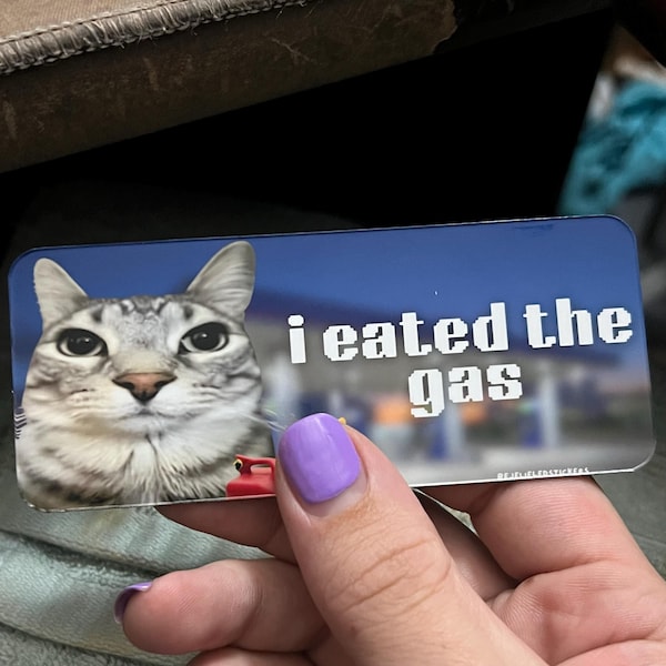 I Eated the Gas | Funny Cat Meme Sticker, Waterproof Vinyl Bumper ...