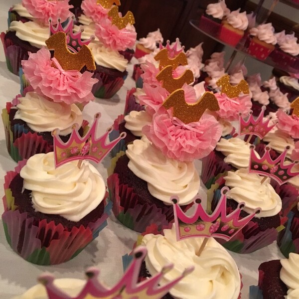 Tutu Cupcake Toppers, Pink and Gold, Princess Party, Ballerina Party - Etsy