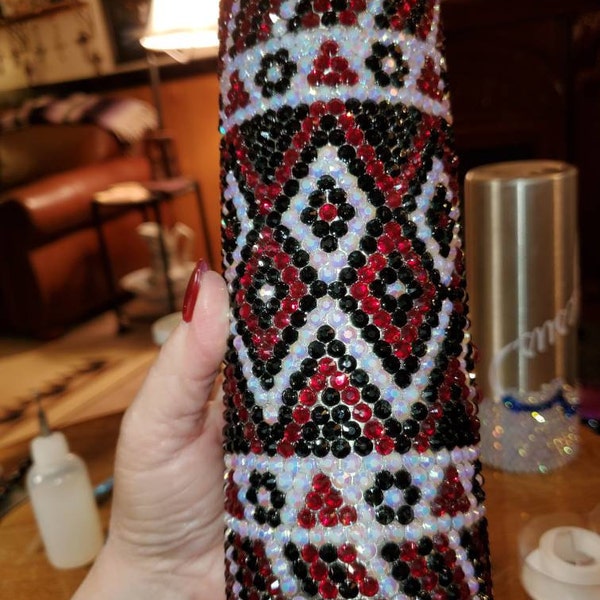 20oz 20ss Aztec Teal Black White Seamless Rhinestone Pattern ...