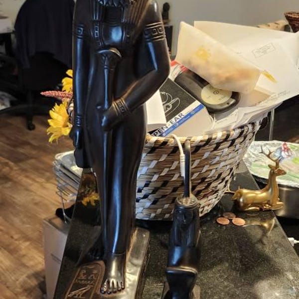 Statue of Goddess Sekhmet Black Standing Large Solid Heavy Ancient ...