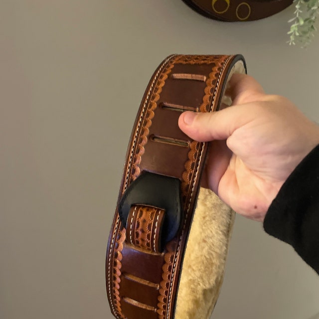 Leather Guitar Strap, Deluxe Hand Tooled Basket Weave