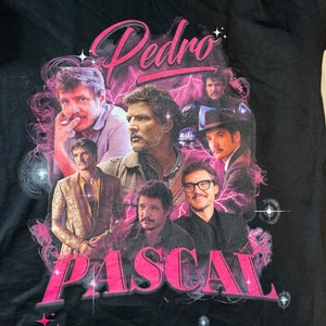 T-Shirt Cardigan Pedro Pascal - Manches Courtes, Col Rond, Coton, Imprimé Recto Verso - Style Décontracté Homme/Femme