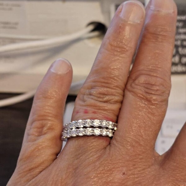V3 Jewelry® 925 Sterling Silver with Moissanite Wave Band Ring