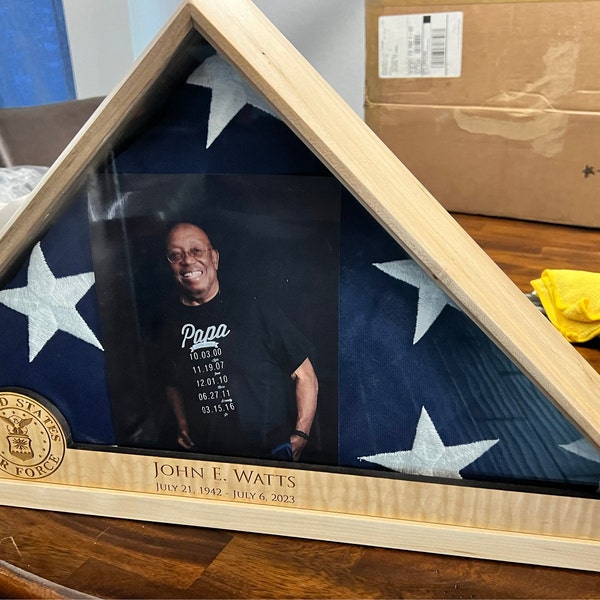 Personalized Memorial Flag Display Case for a 5' X 9.5' Burial or ...