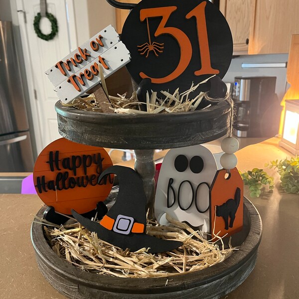 Halloween Tiered Tray Decor - Tiered Tray 3D Signs - Rae Dunn Tiered ...