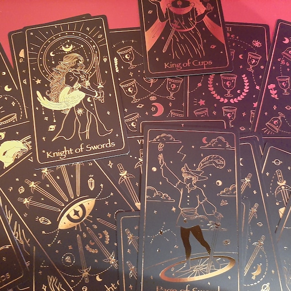 Black Tarot Deck With Downloadable Guide Book - 78 Tarot Cards - Black ...