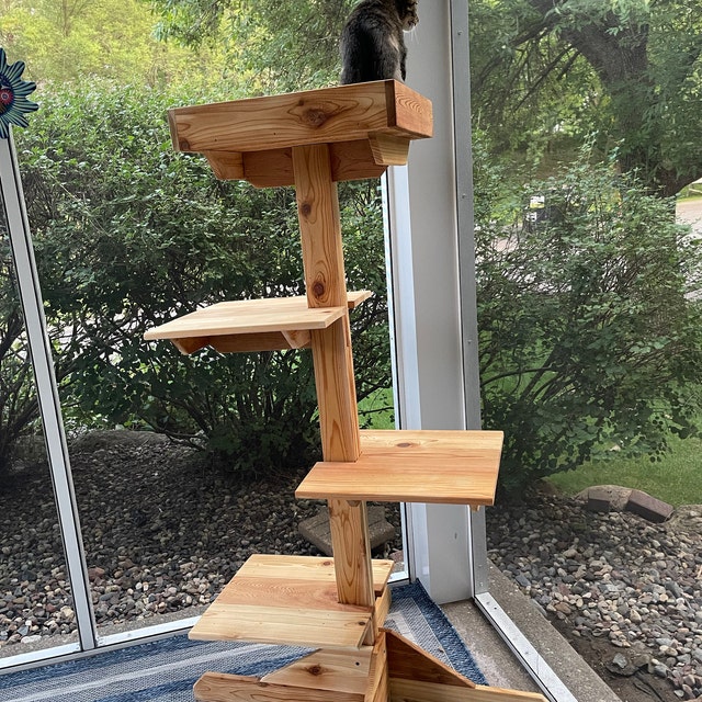 Outdoor or Indoor Cedar Cat Tree Weather Resistant Multiple