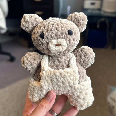 Crochet Honey Bear in Overalls Plushie PATTERN - Etsy