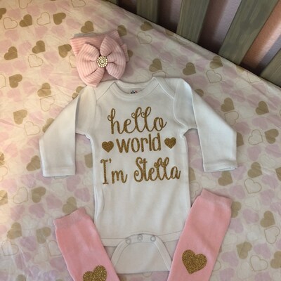 Newborn Girl Personalized Baby Girl Coming Home Outfit Baby Shower Gift ...