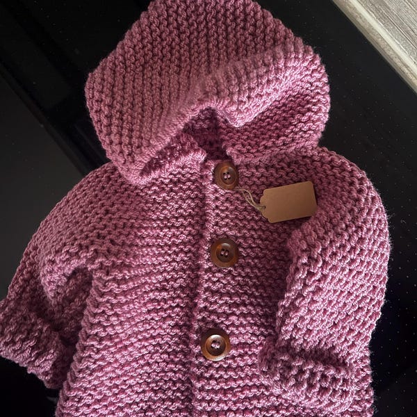 Toddler Solid Color Knitted Horn Button Hooded Coat